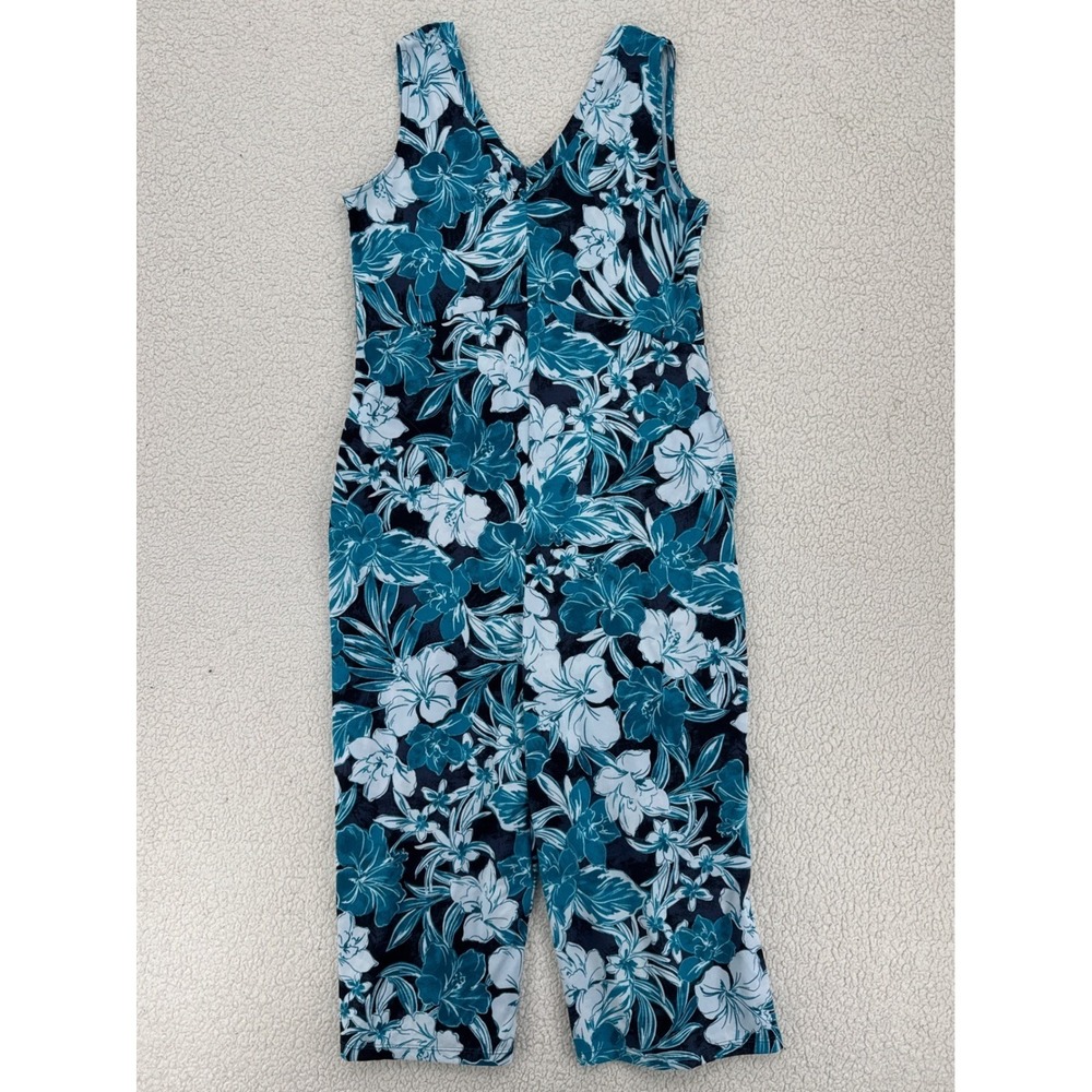 Cuddl Duds Women Size M Floral Print V-Neck Weekend Dinner Party Jumpsuit Romper